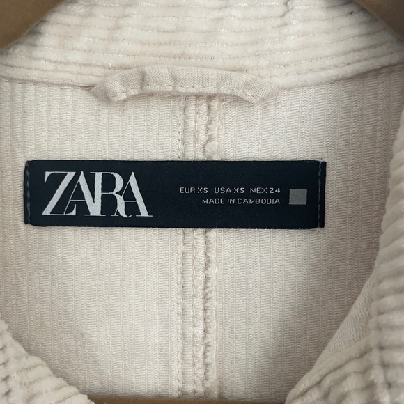 Zara Off-White Corduroy Long Jacket Size XS - Picture 5 of 6